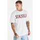 SikSilk White Rhinestone Oversized T-Shirt
